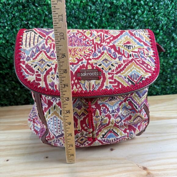 Sakroots Artist Circle Convertible Backpack Red Peace Love Bag Tote Travel - Picture 4 of 12